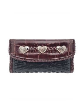Vintage Brighton Woven Croc Embossed Leather Organizer Checkbook Wallet